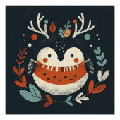 Poster Cute Boho Automne Robin couronne Décale murale (Devant)