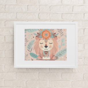 Poster Cute Boho Lion Animal Safari Baby Room Wall Art