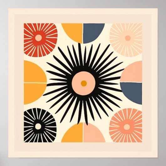 Poster Cute Boho Retro Soleil coloré (Devant)