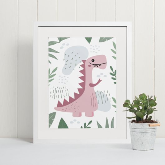 Poster Cute Boho T-Rex Dinosaur Baby Room Coeur