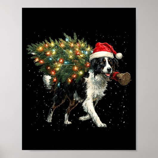 Poster Cute Border Collie Dog In A Christmas Tree For Men (Devant)