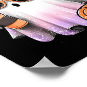 Poster Cute Bougie Ghost Café Citrouille saison Éffrayant (Coin)