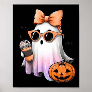 Poster Cute Bougie Ghost Café Citrouille saison Éffrayant