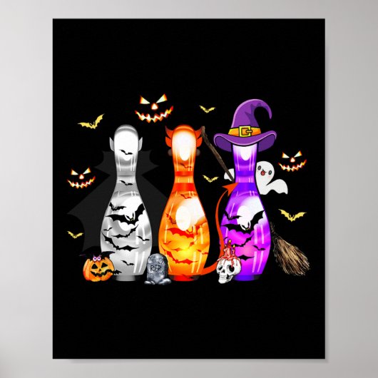 Poster Cute Bowling Pin Halloween Costume Éffrayant (Devant)