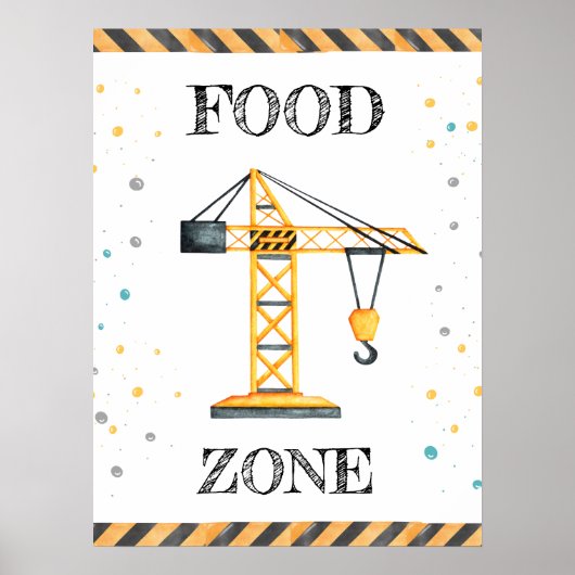 Poster Cute Boy Anniversaire Construction Véhicules Parti (Devant)