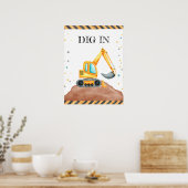 Poster Cute Boy Anniversaire Construction Véhicules Parti (Cuisine)