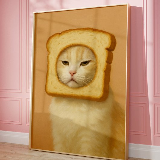 Poster Cute Bread Cat Funny Aesthetic Wall Art Print