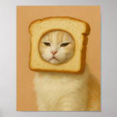 Poster Cute Bread Cat Funny Aesthetic Wall Art Print (Devant)
