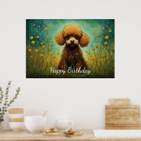 Cute Brown Poodle Flower Meadow