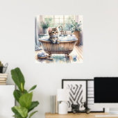 Poster Cute Bubbly Kitten Temps de bain (Bureau à domicile)