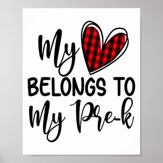 Poster Cute Buffalo Plaid Heart Valentines Day For Pre K  (Devant)