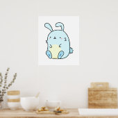 Poster Cute Bunny Bleu Kawaii (Cuisine)
