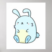 Poster Cute Bunny Bleu Kawaii (Devant)