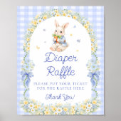 Poster Cute Bunny Boy Baby Shower Diaper Raffle (Devant)
