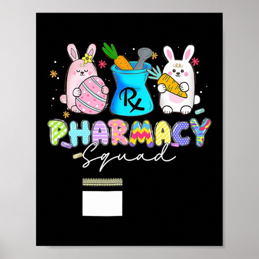 Poster Cute Bunny Pharmacy Squad Joyeux Pâques (Devant)