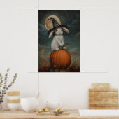 Poster Cute Bunny Witch on Pumpkin Art Printable, Hallowe (Cuisine)
