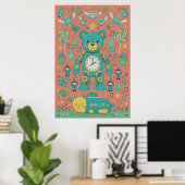 Poster Cute Busy Teddy Bear Illustration  (Bureau à domicile)