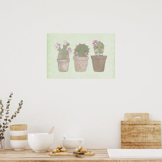 Poster Cute Cactus (Cuisine)