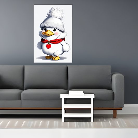 Poster Cute canard en caricature dans un Casquette et Éca