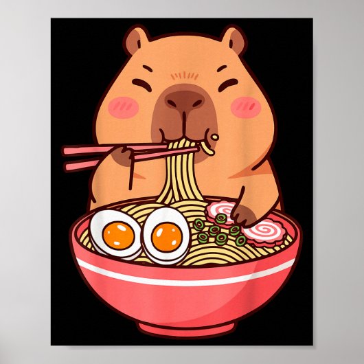 Poster Cute Capybara Ramen Kawaii Kids Boys Girls Cool An (Devant)
