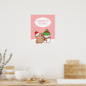 Poster Cute Capybara & Snowman Winter (Cuisine)