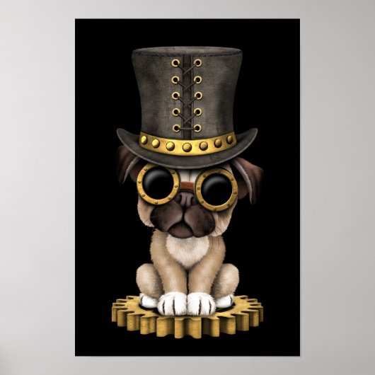 Poster Cute Carlin Steampunk Chien Chien Chien Chien Coch (Devant)
