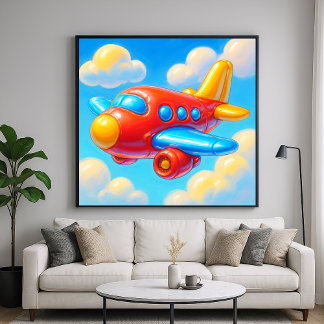 Poster Cute Cartoon Airplane