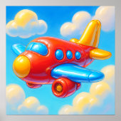 Poster Cute Cartoon Airplane (Devant)