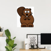 Poster Cute Cartoon Beaver Funny Bois Animal (Bureau à domicile)