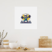 Poster “Cute Cartoon Skeleton Weightlifter • Funny Gym Ba (Cuisine)