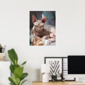 Poster Cute Cat Lounging with no Fur (Bureau à domicile)