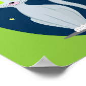 Poster Cute Cat Starry nuit ciel Dessin sur Couleur perso (Coin)