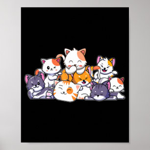 Poster Cute Cats Anime Kawaii Japonais Otaku Neko Don Wo