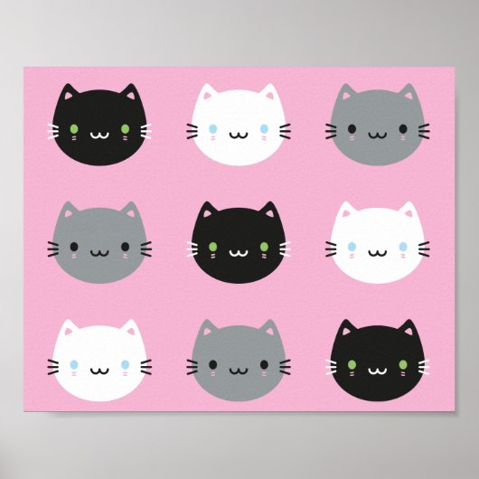 Poster Cute Cats & Kawaii Kittens (rose) (Devant)