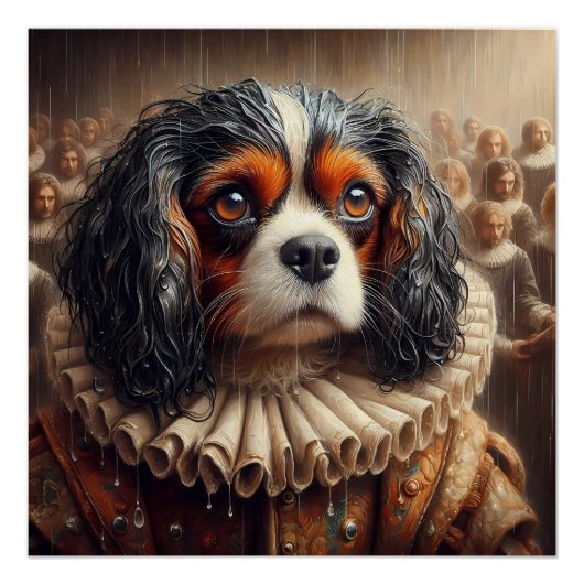 Poster Cute Cavalier King Charles Spaniel Hamlet Art (Devant)