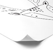 Poster Cute cerf personnalisé Noir Blanc Pépinière Imprim (Coin)