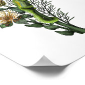 Poster Cute Chameleon dans Protea Floral Bouquet Botaniqu (Coin)