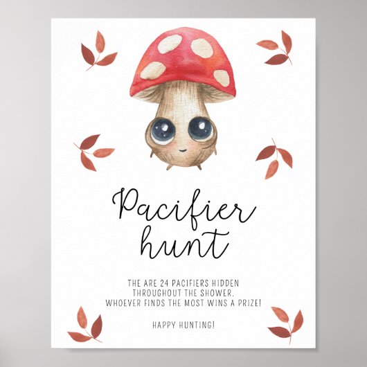 Poster Cute champignon - chasse à la suce jeu de baby sho (Devant)