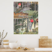 Poster Cute champignons Bois Grenouille Baby shower Bienv (Cuisine)