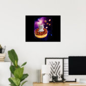 Poster Cute Chat À L'Intérieur De Donut Dans L'Espace Ama (Bureau à domicile)
