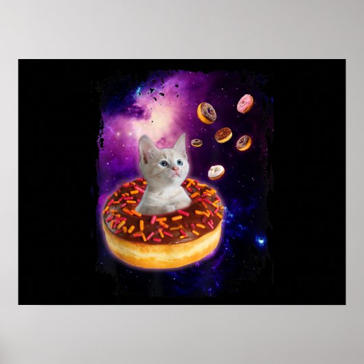 Poster Cute Chat À L'Intérieur De Donut Dans L'Espace Ama (Devant)