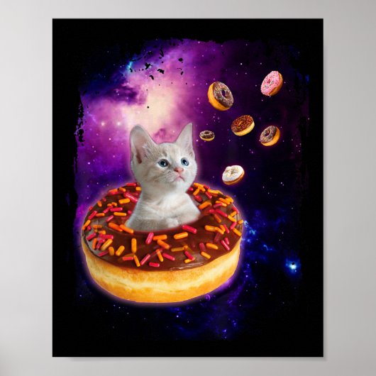 Poster Cute Chat À L'Intérieur De Donut Dans L'Espace Gar (Devant)