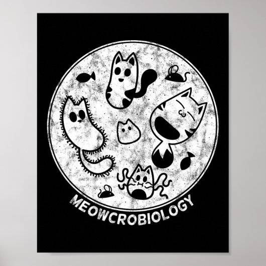 Poster Cute chat Bactéries désinfectées Microbiologie Sci (Devant)