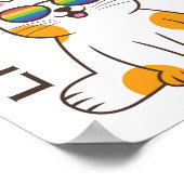 Poster Cute Chat En Vie Avec Purride Pride Drapeaux (Coin)