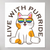 Poster Cute Chat En Vie Avec Purride Pride Drapeaux (Devant)