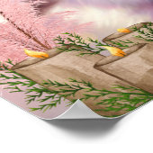 Poster Cute Chat Kitten en Robe violette Florale Art Nurs (Coin)