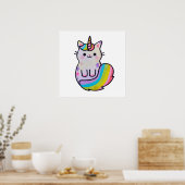Poster Cute chat licorne arc-en-ciel (Cuisine)