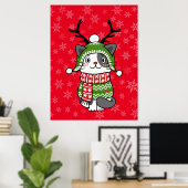 Poster Cute Chat Noël Stocking fourchettes Galore (Bureau à domicile)