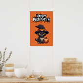 Poster Cute Chat Noir Avec Citrouille Jack-o'-lantern (Cuisine)