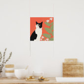 Poster Cute chat noir et blanc (Cuisine)